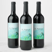 Zeeschildpad Oceaankust Kunst Trouw Wijn Wijn Etiket (Flessen)