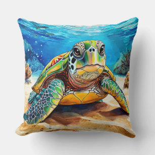 🌊 Zeeschildpad Ontwerp Voor Kustkamer Decoratie � Kussen