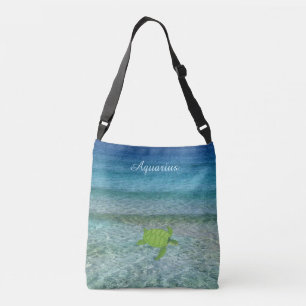 Zeeschildpad op het strand & kalligrafie crossbody tas