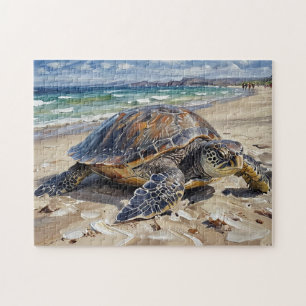Zeeschildpad op het Strand Legpuzzel