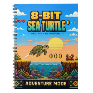 Zeeschildpad, Retro 8-Bit Pixelkunst Notitieboek
