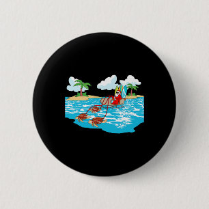 Zeeschildpad slee Santa strand surfplank Kerstmis Ronde Button 5,7 Cm