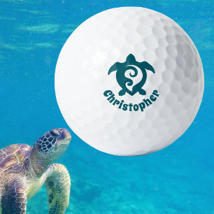 Zeeschildpad Stam Maori Stijl Monogram Naam Golfballen