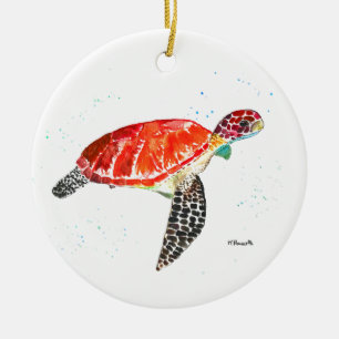 Zeeschildpad Strand Aquarel Oceaan Onder Water Keramisch Ornament