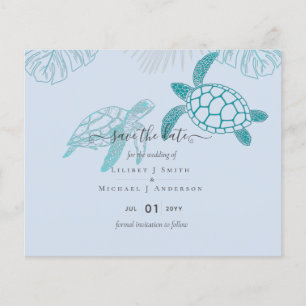 Zeeschildpadden Huwelijk Moderne Lijntekening Flyer