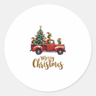 Zeeschildpadden rijden Kerstboom vrachtwagen schil Ronde Sticker