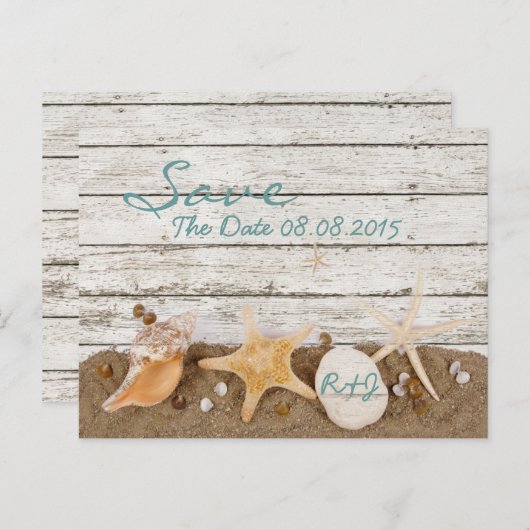 zeeschildpadden strand redden de datum aankondigingskaart (Voorkant / Achterkant)