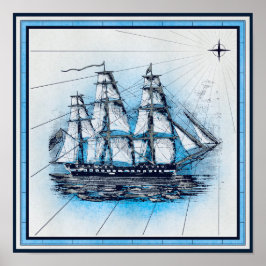  zeeschipkaart poster