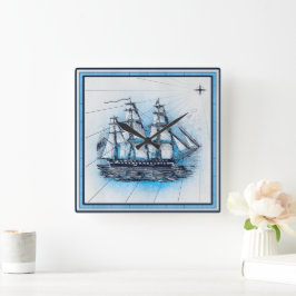  zeeschipkaart vierkante klok