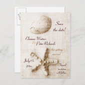zeeschok en  strandbruiloft aankondigingskaart (Voorkant / Achterkant)