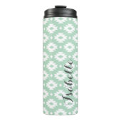 Zeeschuim en Grijs Azteeks Monogram Thermosbeker (Voorkant)