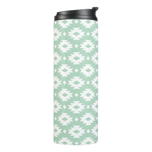 Zeeschuim en Grijs Azteeks Monogram Thermosbeker (Gedraaid links)