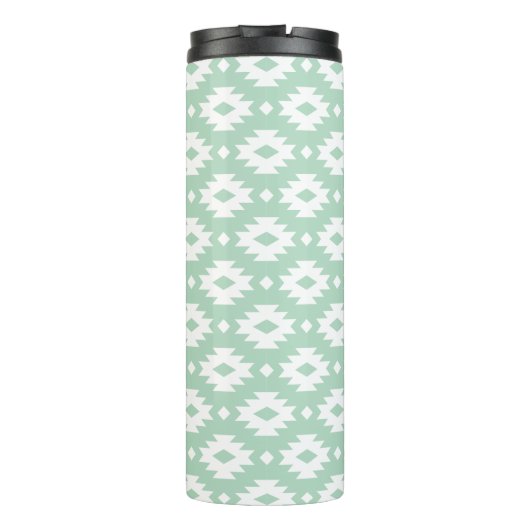 Zeeschuim en Grijs Azteeks Monogram Thermosbeker (Achterkant)
