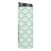 Zeeschuim en Grijs Azteeks Monogram Thermosbeker (Geroteerd rechts)