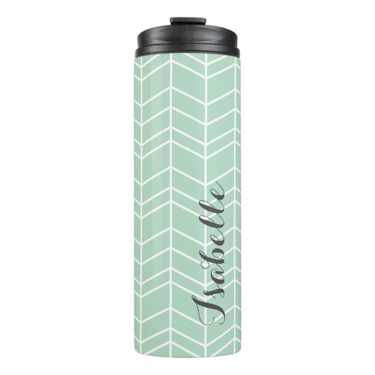 Zeeschuim en grijs visgraat Monogram Thermosbeker (Voorkant)