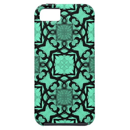 Zeeschuim groen en zwart geometrische caleidoscoop Case-Mate iPhone case (Achterkant)