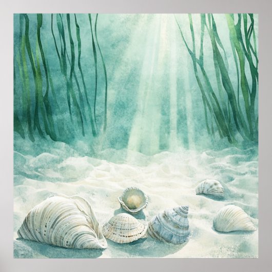 Zeeschuim Groen Schelp Canvas Kunst Poster (Voorkant)