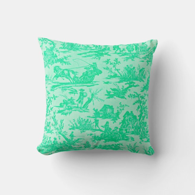 Zeeschuim Groen Toile Kussen (Voorkant)