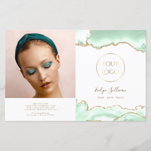 Zeeschuim groene agaat bifold brochure (Voorkant)