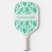 Zeeschuim Groene en Witte Abstracte Patroonnaam Pickleball Paddle (Achterkant)