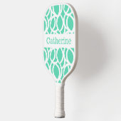 Zeeschuim Groene en Witte Abstracte Patroonnaam Pickleball Paddle (Links)