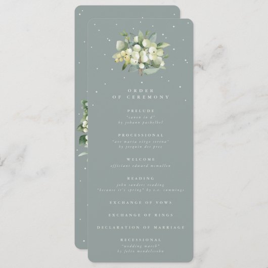 Zeeschuim Groene Snowberry+Eucalyptus Boeket Bruil Programma (Voorkant / Achterkant)