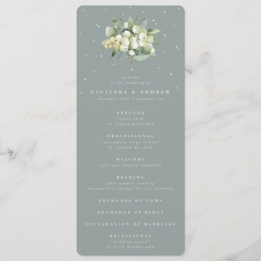 Zeeschuim Groene Snowberry+Eucalyptus Boeket Bruil Programma (Voorkant)