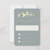 Zeeschuim Groene Snowberry+Eucalyptus Bruiloft RSVP Kaartje (Voorkant)