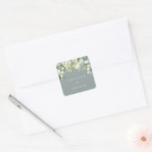 Zeeschuim Groene Snowberry+Eucalyptus Bruiloft Vierkante Sticker (Envelop)