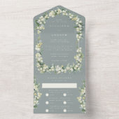 Zeeschuim Groene Snowberry + Eucalyptus Winter Bru All In One Uitnodiging (Binnen)