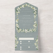 Zeeschuim Groene Snowberry + Eucalyptus Winter Bru All In One Uitnodiging (Binnen)