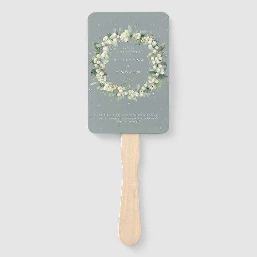 Zeeschuim Groene Snowberry + Eucalyptus Winter Bru Handwaaier (Voorkant)