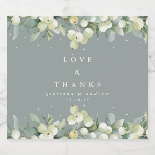 Zeeschuim Groene Snowberry + Eucalyptus Winter Bru Sparkling Wijnetiket (Enkel label)