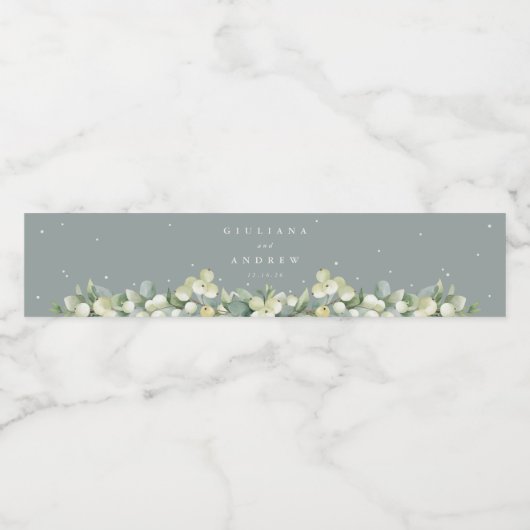 Zeeschuim Groene Snowberry + Eucalyptus Winter Bru Waterfles Etiket (Enkel label)