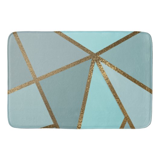 Zeeschuim Turquoise Groen Blauw & Bronzen Geometri Badmat (Voorkant)