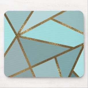 Zeeschuim Turquoise Groen Blauw & Bronzen Geometri Muismat