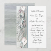 Zeeschulp Parels Strand Bruiloft uitnodigingen (Voorkant / Achterkant)