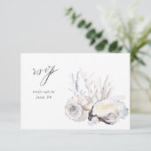 Zeeshellen en Floral-wittekruid met RSVP 5 Kaartje (Staand voorkant)