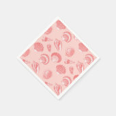Zeeshellen - koraalroze en wit servet (Hoek)