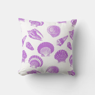Zeeshellen - violet en wit kussen