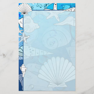 Zeeshells Aqua Ocean Stationery Briefpapier