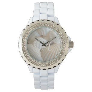 Zeeshells Beach Shells Fotografie Monogrammen Horloge