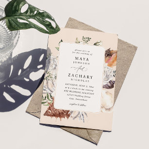 Zeeshells en witFloral Wedding - Beige Kaart