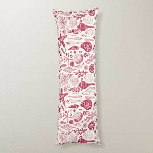Zeeshells in Viva Magenta - Kleur van het jaar 202 Lichaamskussen (Achterkant (Verticaal))