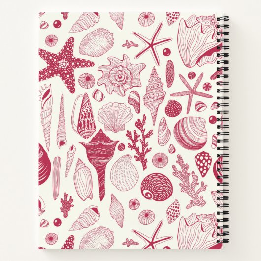 Zeeshells in Viva Magenta - Kleur van het jaar 202 Notitieboek (Achterkant)