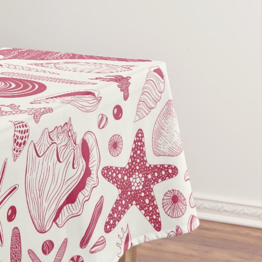 Zeeshells in Viva Magenta - Kleur van het jaar 202 Tafelkleed (Voorbeeld)