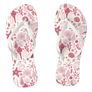 Zeeshells in Viva Magenta - Kleur van het jaar 202 Teenslippers