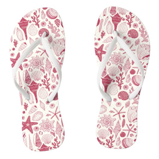 Zeeshells in Viva Magenta - Kleur van het jaar 202 Teenslippers (Voetbed)