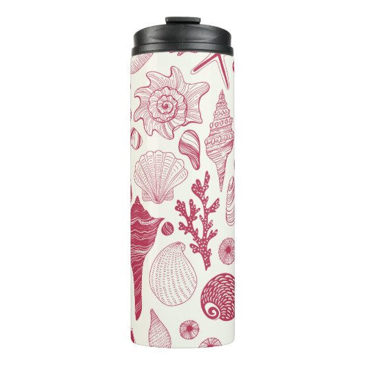 Zeeshells in Viva Magenta - Kleur van het jaar 202 Thermosbeker (Voorkant)