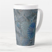 Zeeshells oceaanbek Blauw Nautisch Metaal Latte Mok (Rechterhoek)